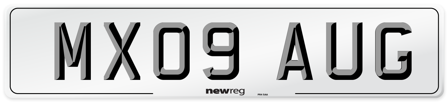 MX09 AUG Number Plate from New Reg